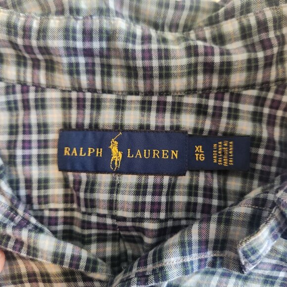 Ralph Lauren Plaid Shirt Blue & Purple Button Down Business Casual Mens XL EUC - Picture 6 of 9
